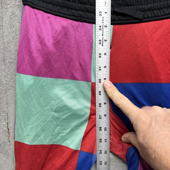Nike Dri fit Shorts Boys Xl Multicolor Rainbow Checkered Color Block Athletic 8" - Picture 4 of 10
